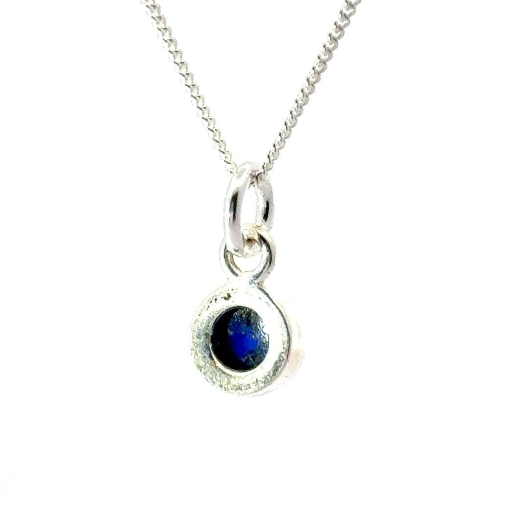 Blackbird Jewellery Sterling Silver Lapis Necklace with September birthstone back