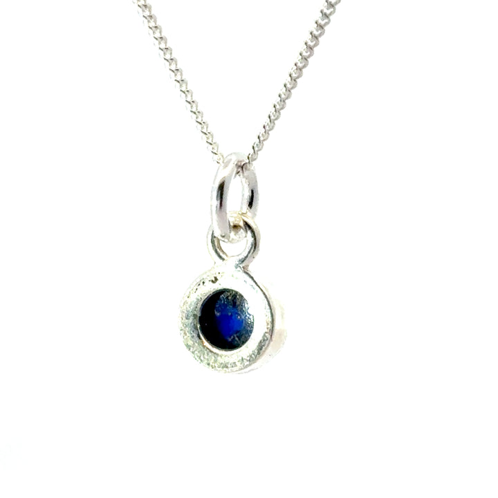 Blackbird Jewellery Sterling Silver Lapis Necklace with September birthstone back