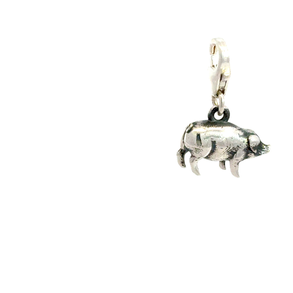 Sterling Silver Lucky Pig Clip - On Charm by Blackbird Jewellery | Handmade jewellery