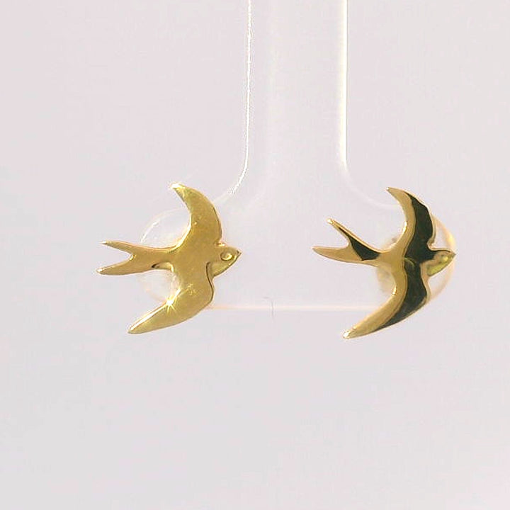 Blackbird Jewellery Swallow Earrings in 18ct Gold Vermeil, symbolising good luck and safe travels.