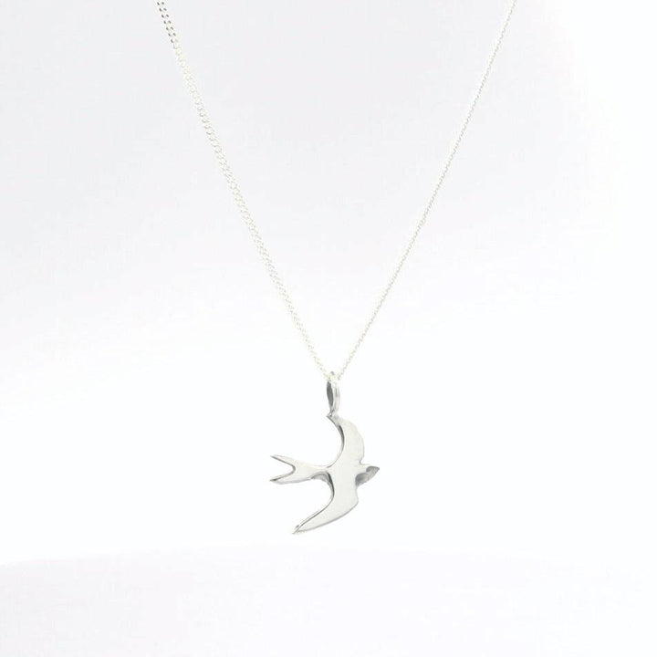 Blackbird Jewellery Sterling Silver Swallow Necklace handmade in the UK – nature-inspired jewellery gift for bird lovers