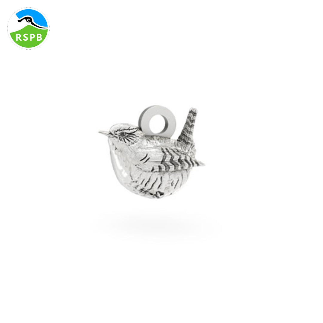 Blackbird Jewellery Sterling silver wren charm with jump ring – handmade bird jewellery
