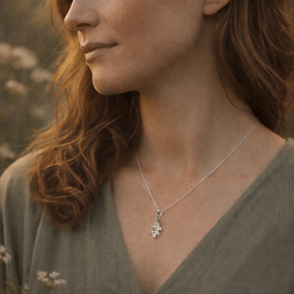 Sterling Silver Oak Leaf Necklace by Blackbird Jewellery | Handmade jewellery