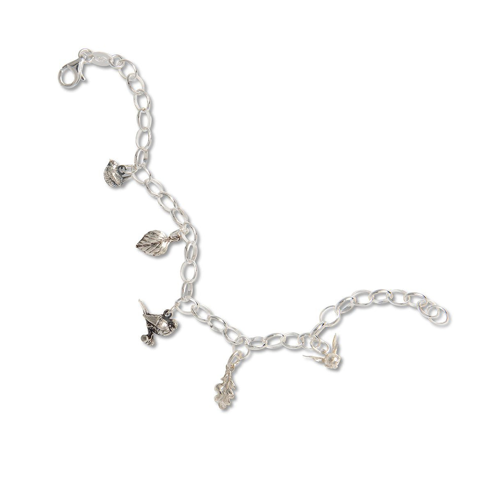 Blackbird Jewellery Handcrafted charm bracelet supporting bird and wildlife conservation with RSPB.