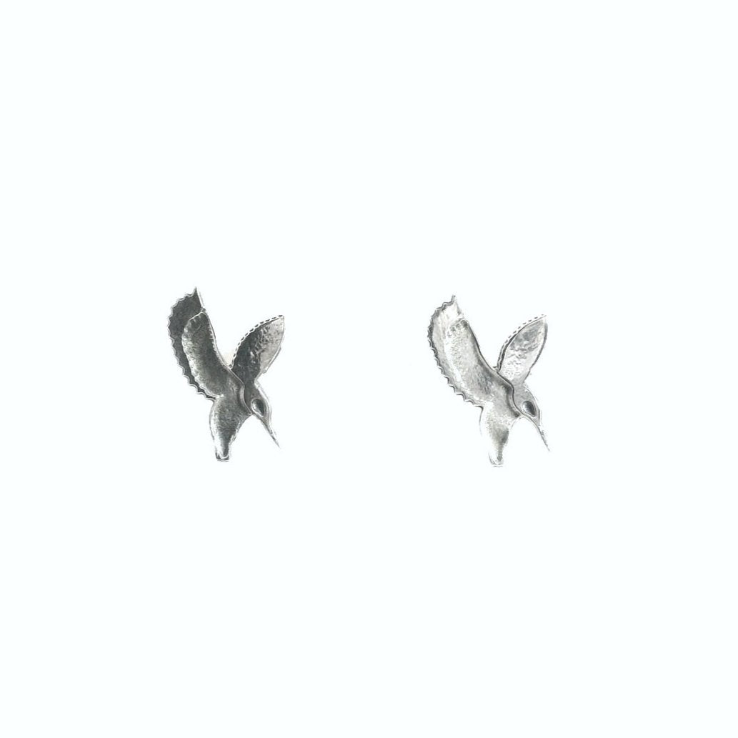 Blackbird Jewellery Sterling silver kingfisher stud earrings – handmade UK jewellery supporting RSPB