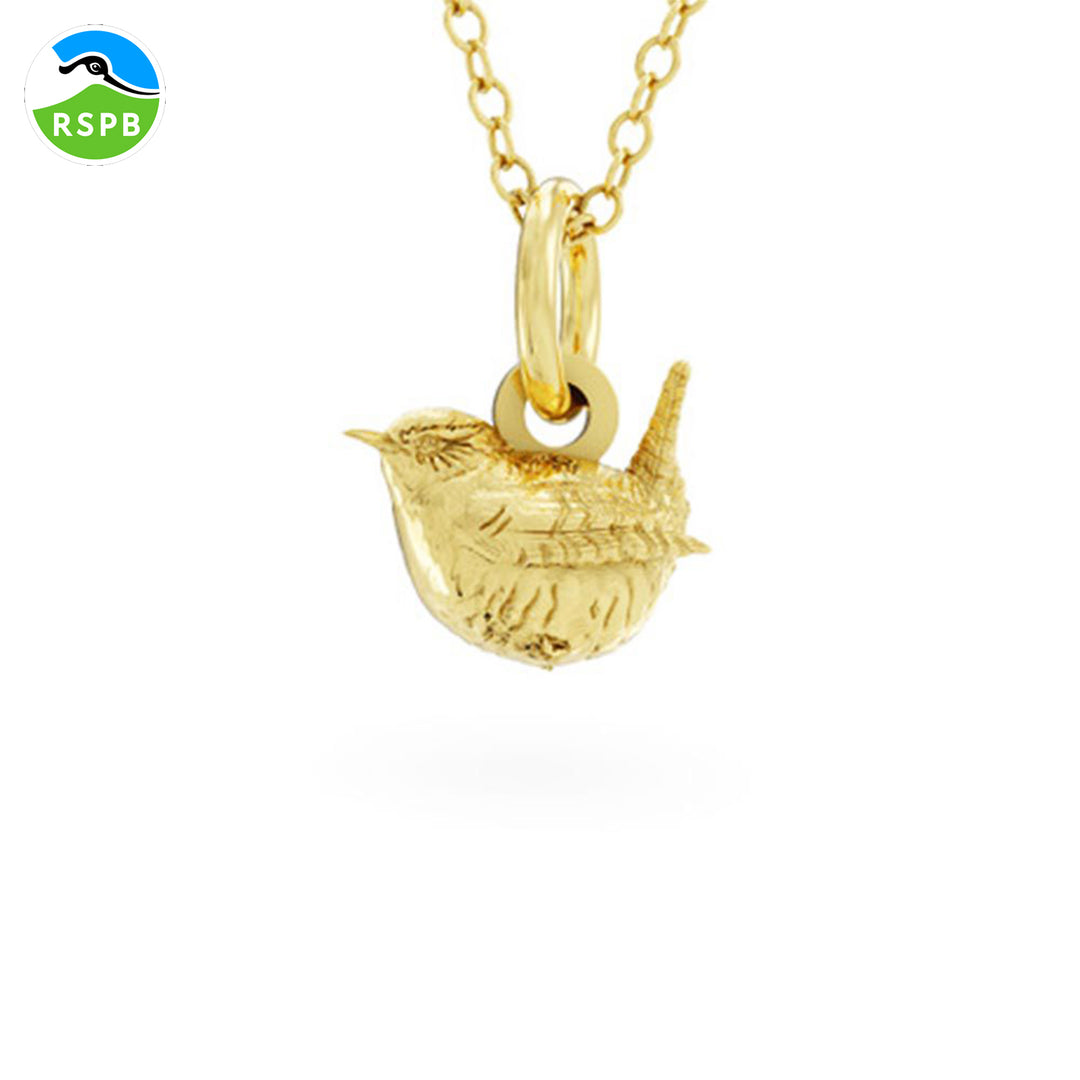 Blackbird Jewellery 18ct Gold Vermeil Wren Necklace on an elegant 18-inch chain.