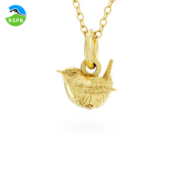 Blackbird Jewellery 18ct Gold Vermeil Wren Necklace on an elegant 18-inch chain.