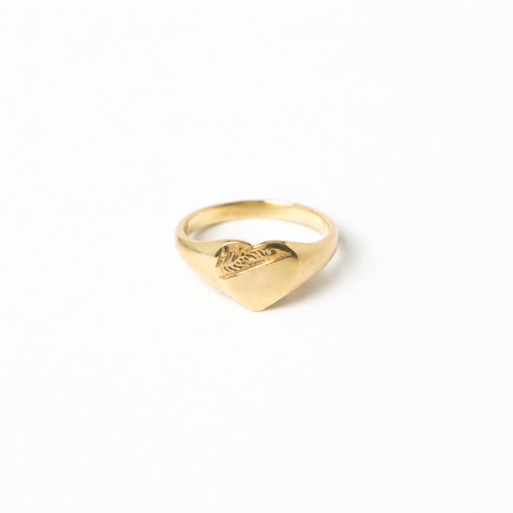 18ct Gold Vermeil Heart Signet Ring