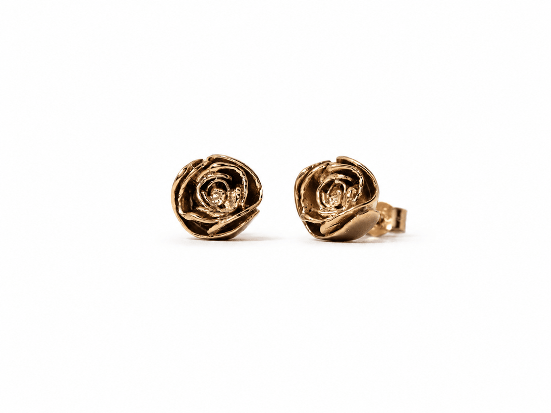 18ct Gold Vermeil Rose Stud Earrings by Blackbird Jewellery | Handmade jewellery