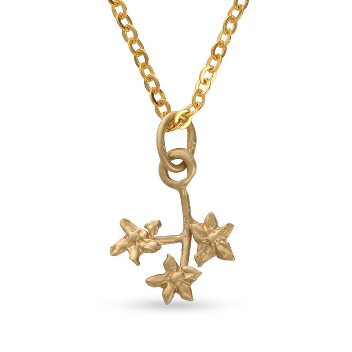 Forget-Me-Not Sprig Necklace in 18ct Gold Vermeil – Handmade Nature Jewellery