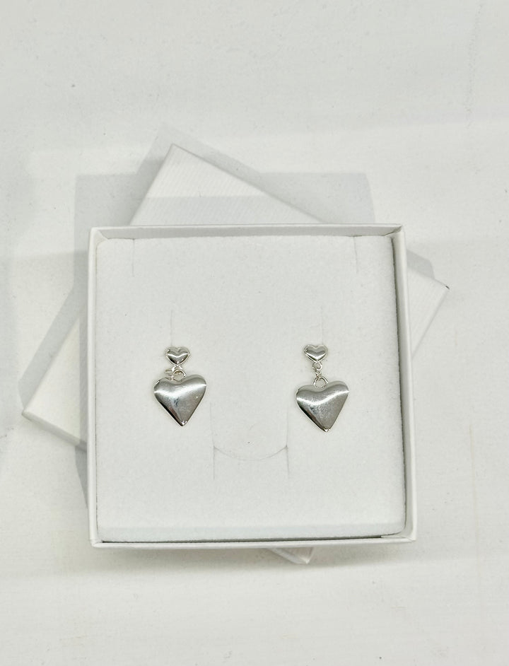 Sterling Silver Heart Drop Earrings