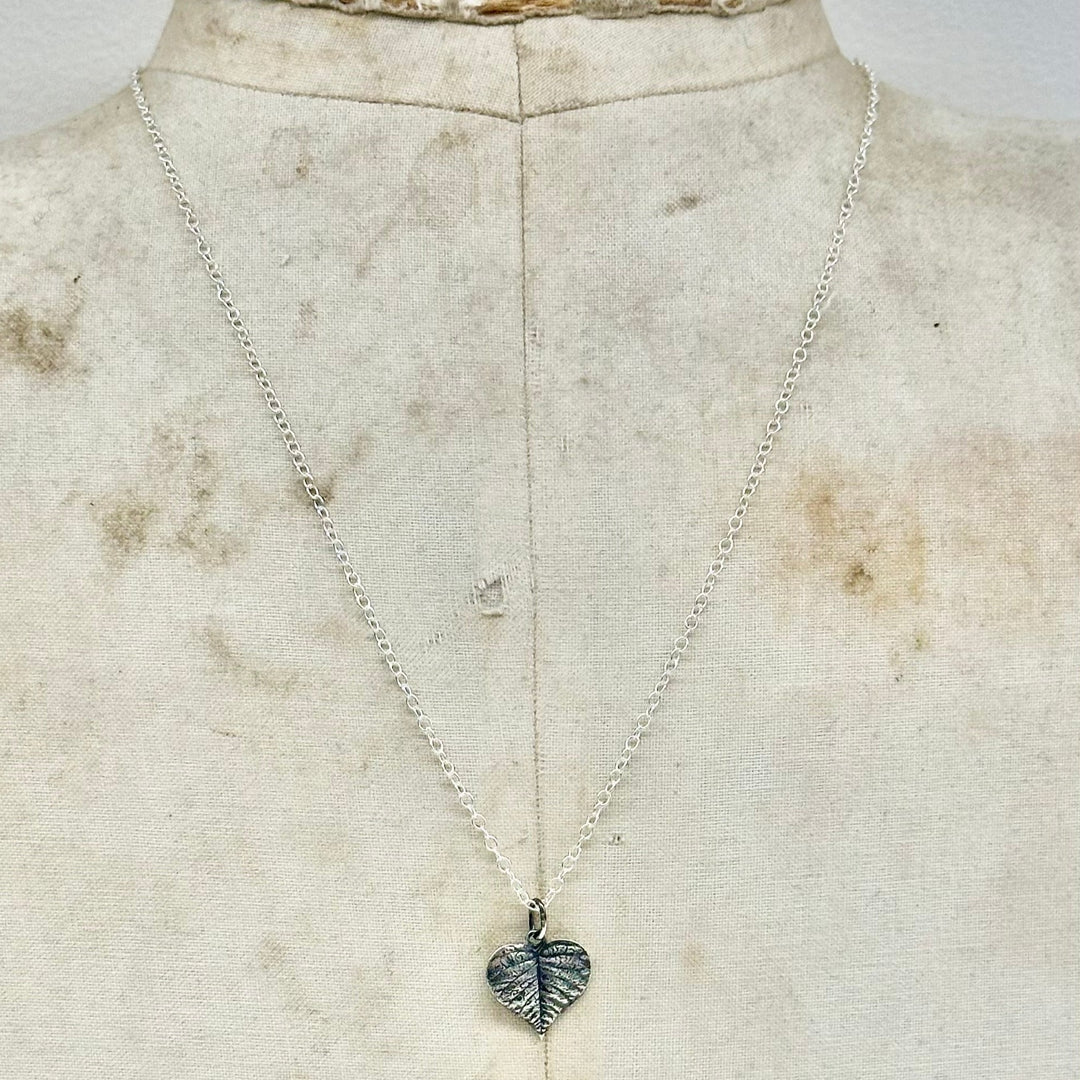 Sterling Silver Heart Leaf Necklace