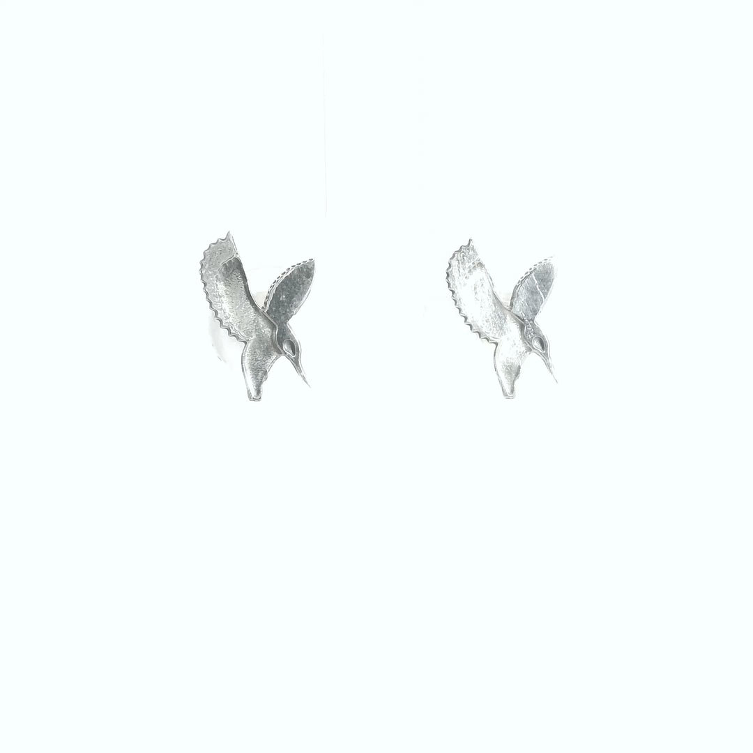 Nature-inspired Sterling Silver Hummingbird Earrings, lightweight and delicate, ideal for everyday wear.