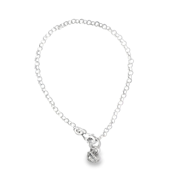 Sterling Silver Wren Bracelet with delicate bird charm on a classic chain.