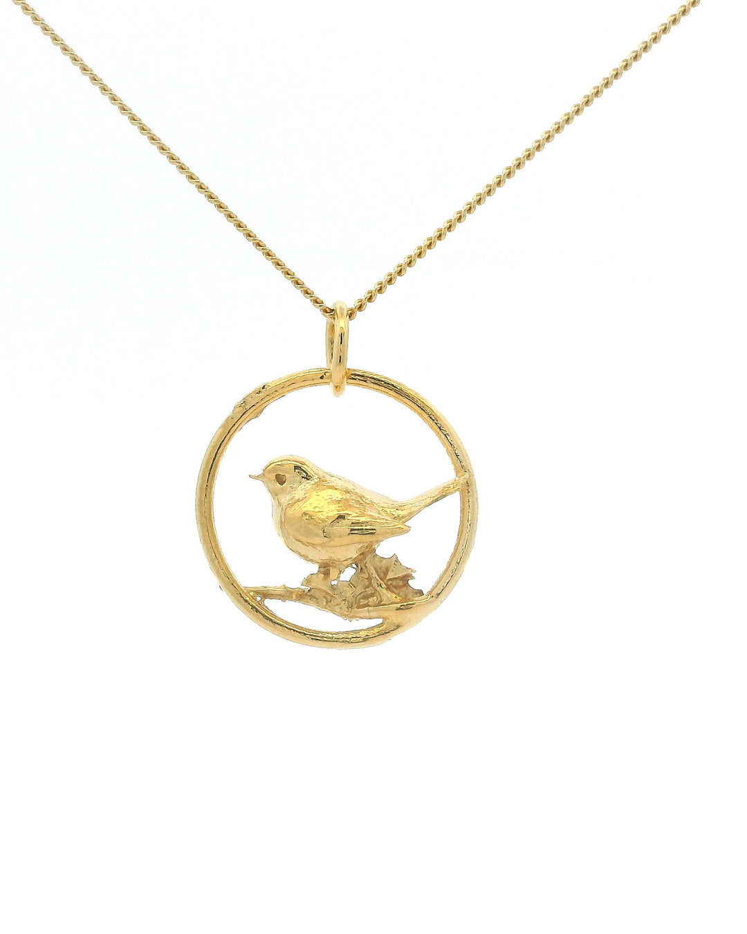 18ct Gold Vermeil Robin in Hoop Necklace