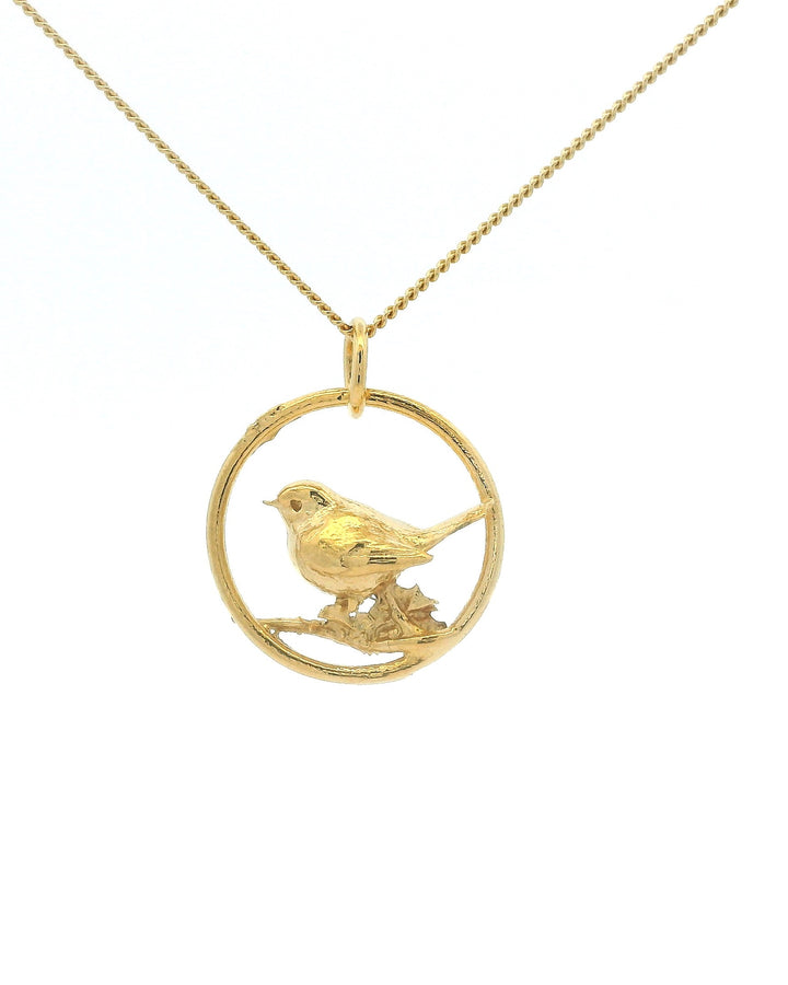 18ct Gold Vermeil Robin in Hoop Necklace