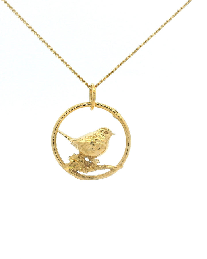 18ct Gold Vermeil Robin in Hoop Necklace