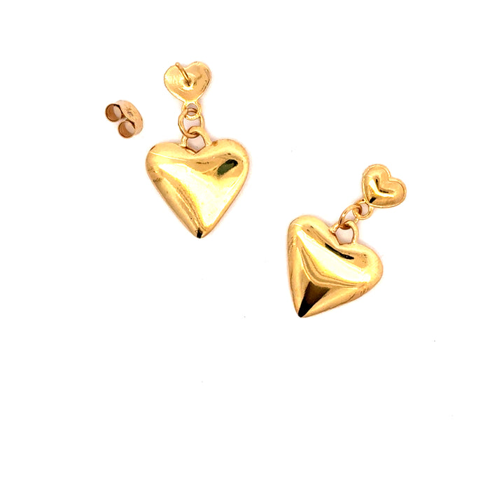 18ct Gold Vermeil Heart Drop Earrings