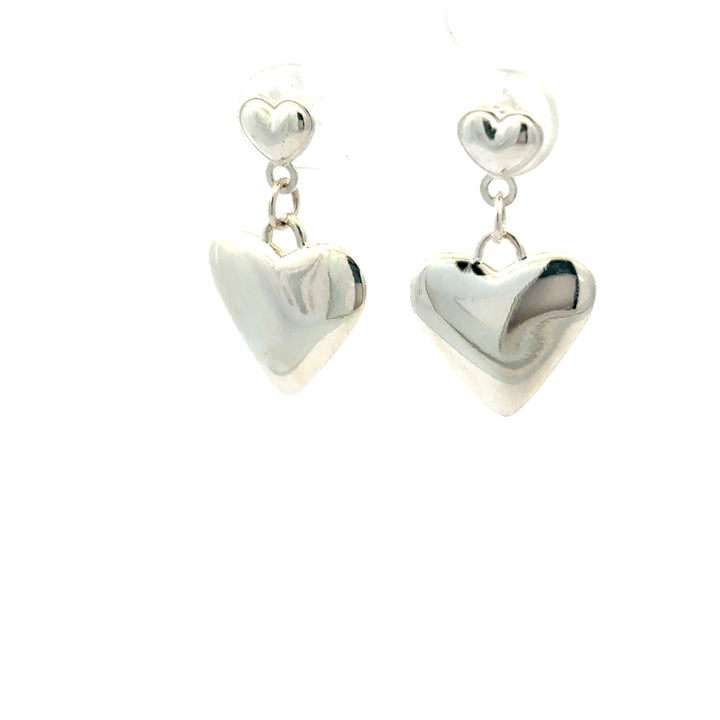 Sterling Silver Heart Drop Earrings