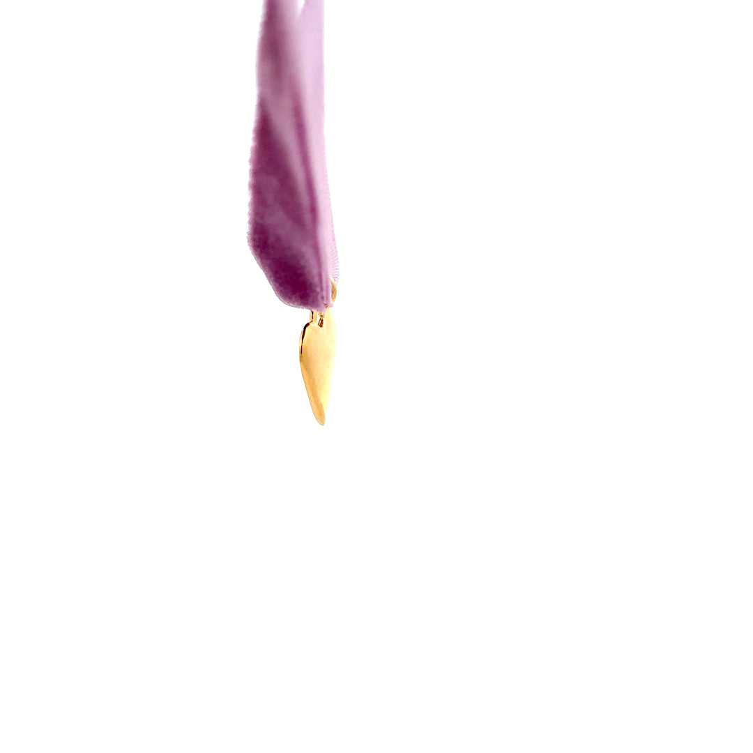 18ct Gold Vermeil Heart Lilac Ribbon Necklace