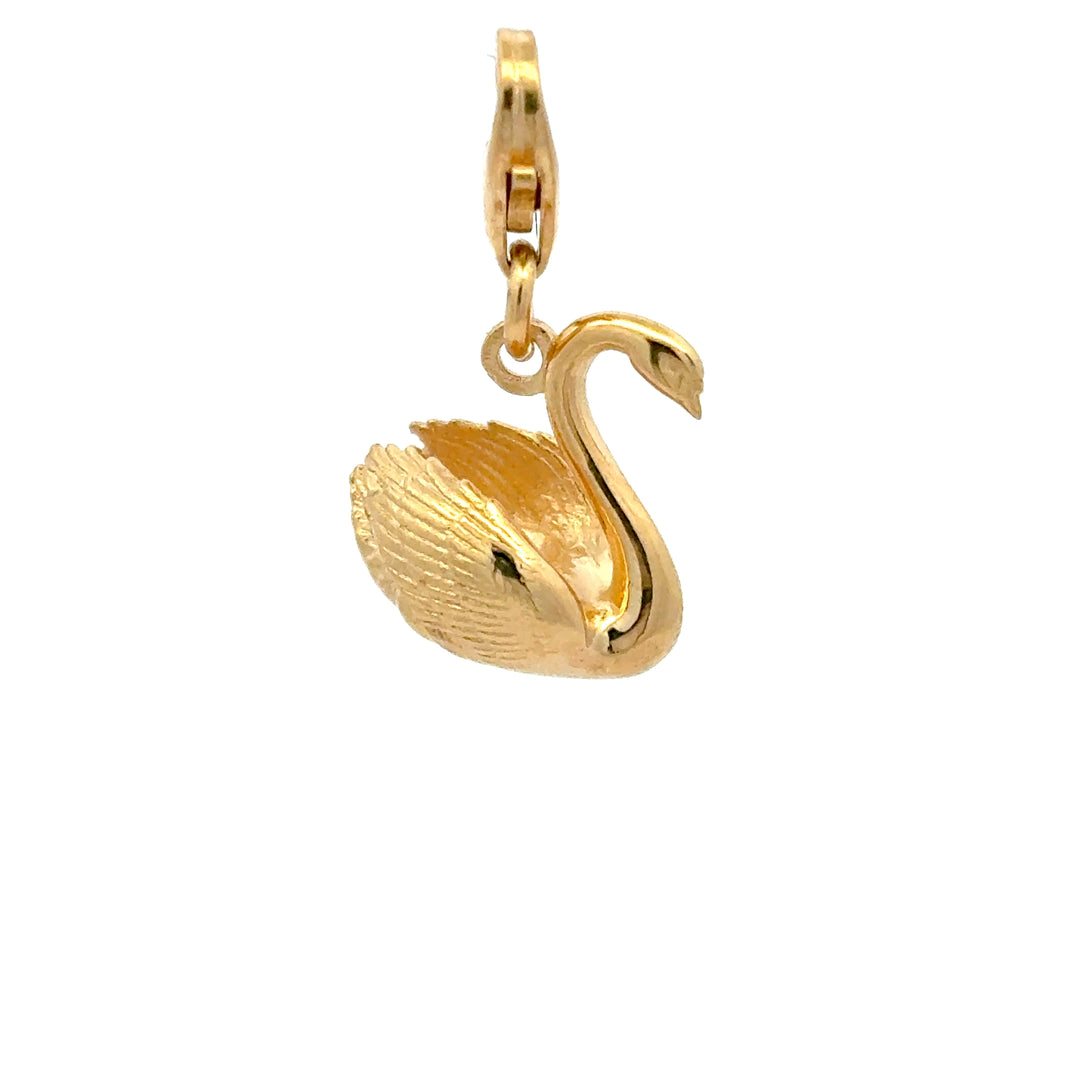 18ct Gold Vermeil Swan Clip-On Charm