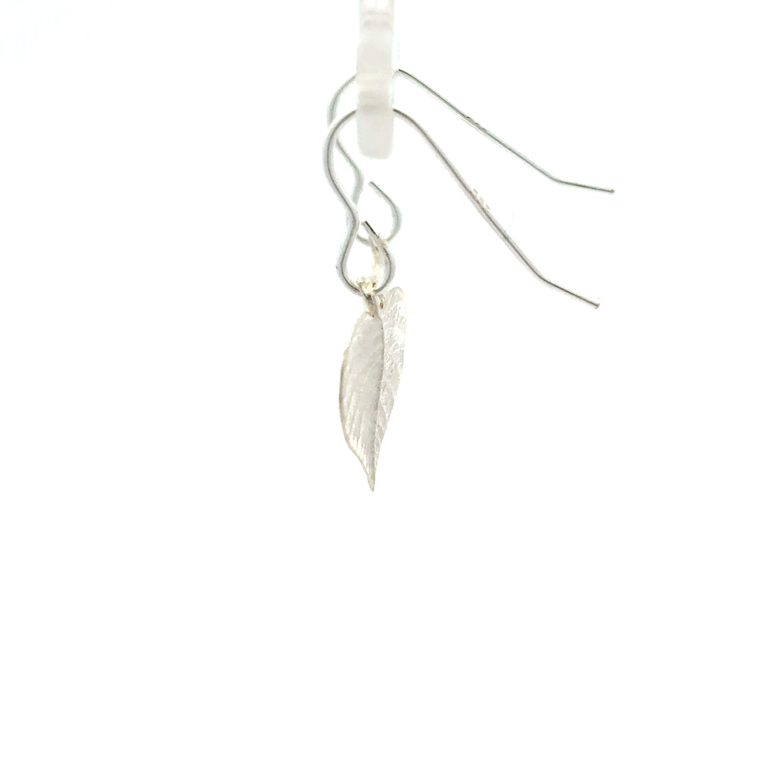 Sterling Silver Heart Leaf Drop Earrings