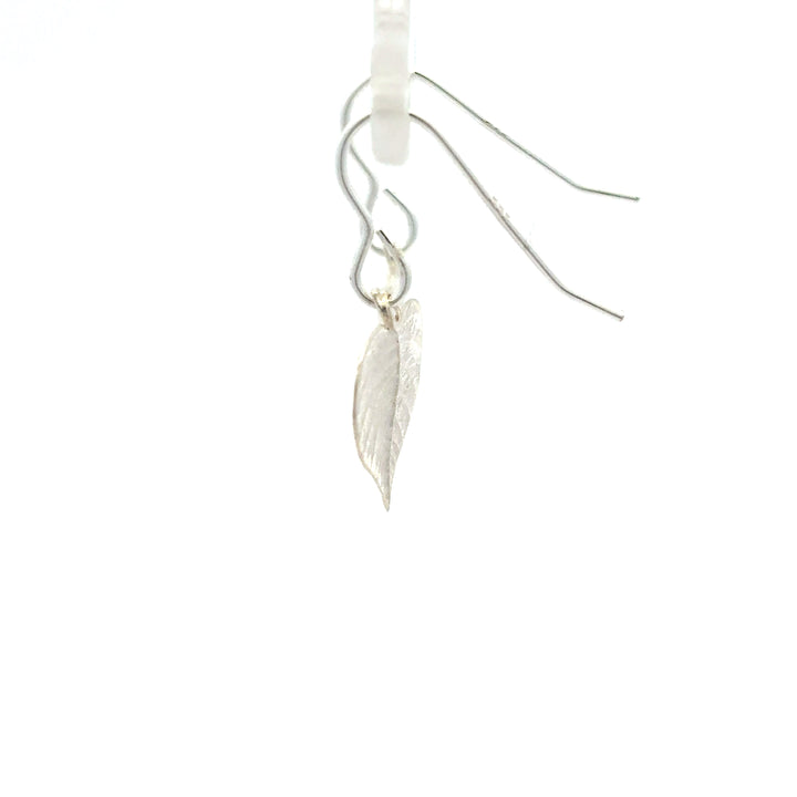 Sterling Silver Heart Leaf Drop Earrings