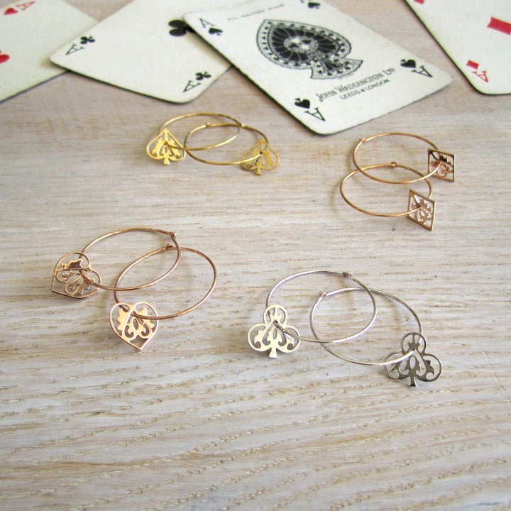 Rose Gold Ace Of Clubs Hoop Earrings