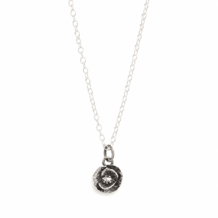 Antique Sterling Silver Poppy Necklace by Blackbird Jewellery | Handmade jewellery
