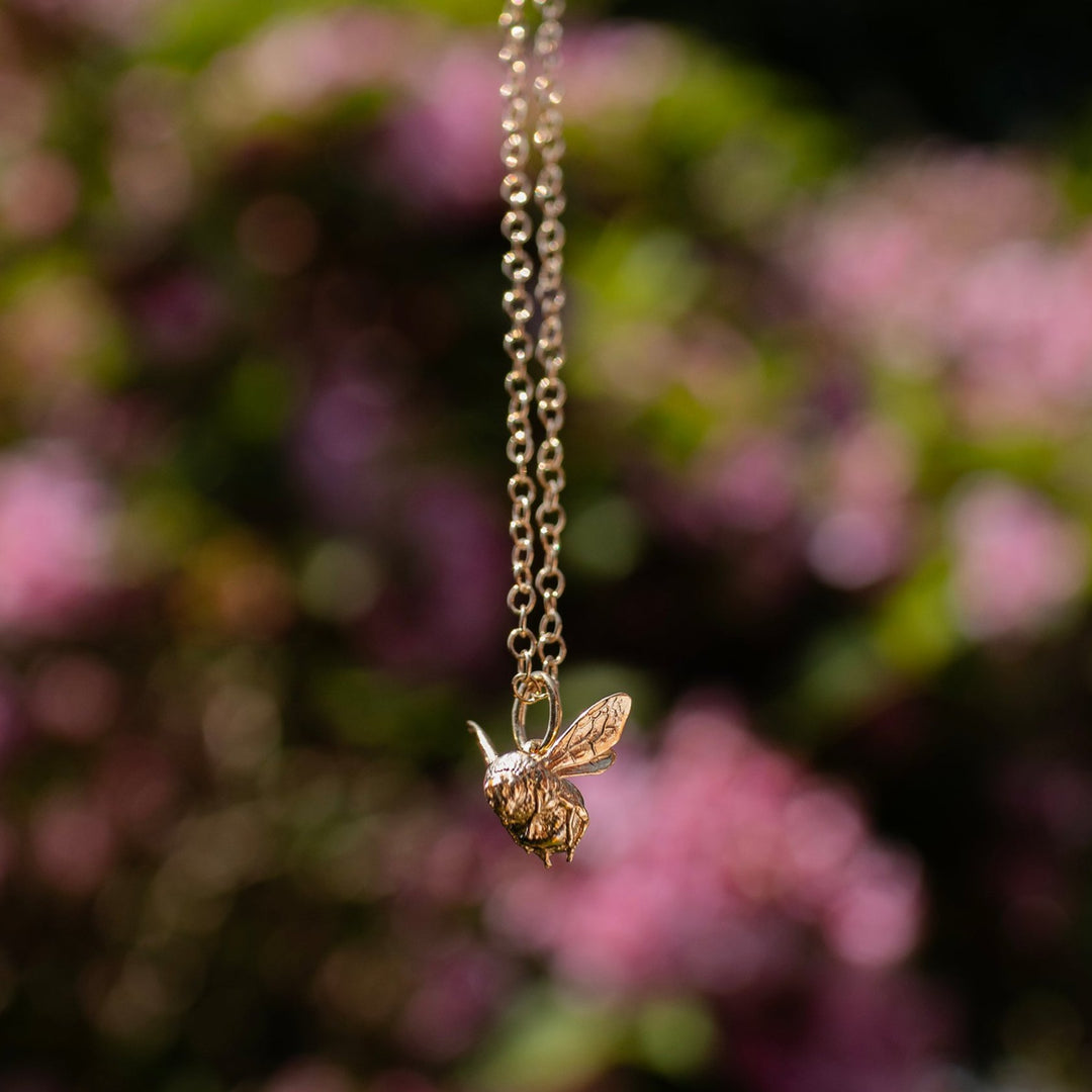 18ct Gold Vermeil Bee in Flight Necklace by Blackbird Jewellery | Handmade jewellery