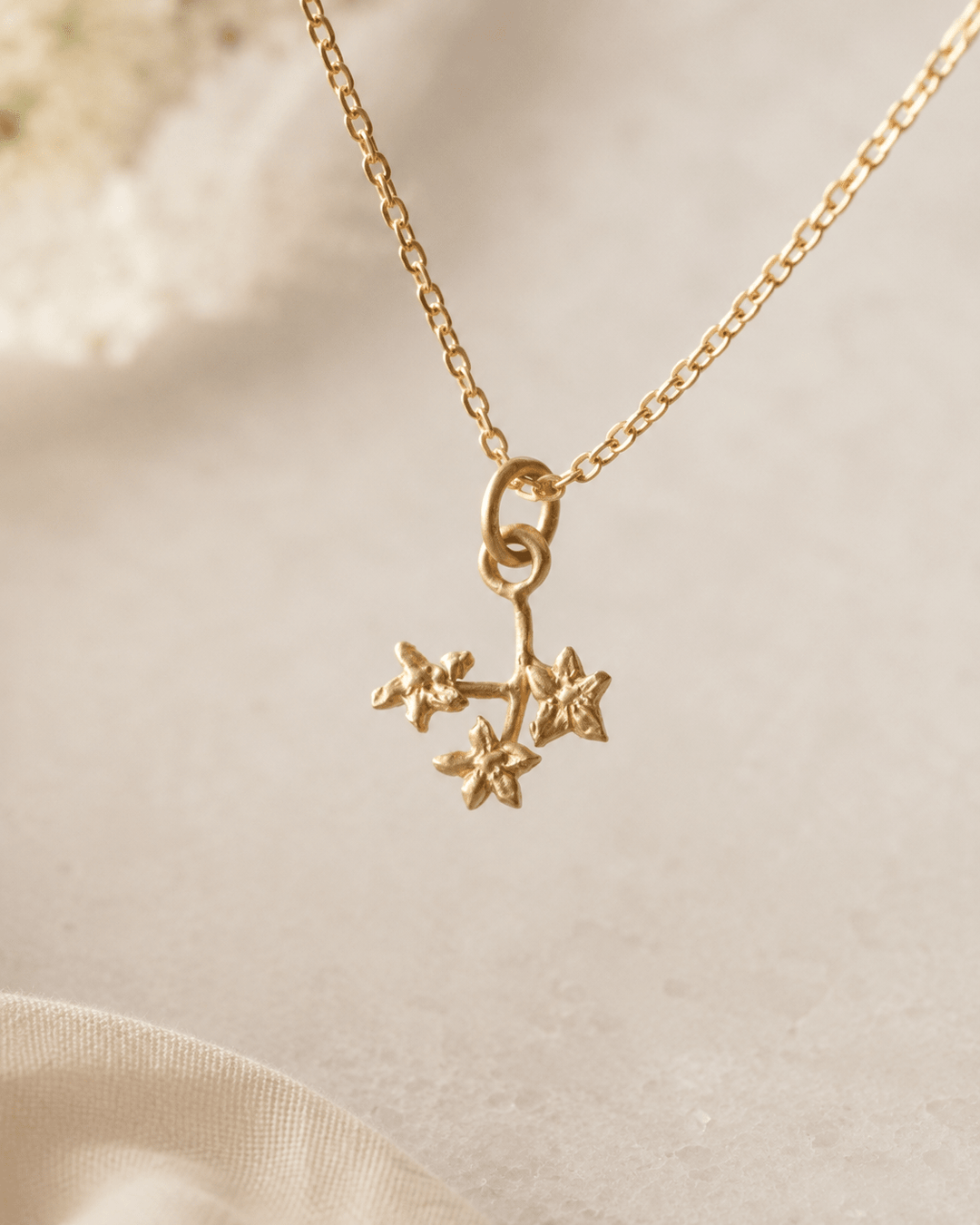 18ct Gold Vermeil Forget Me Not Sprig Necklace by Blackbird Jewellery | Handmade jewellery