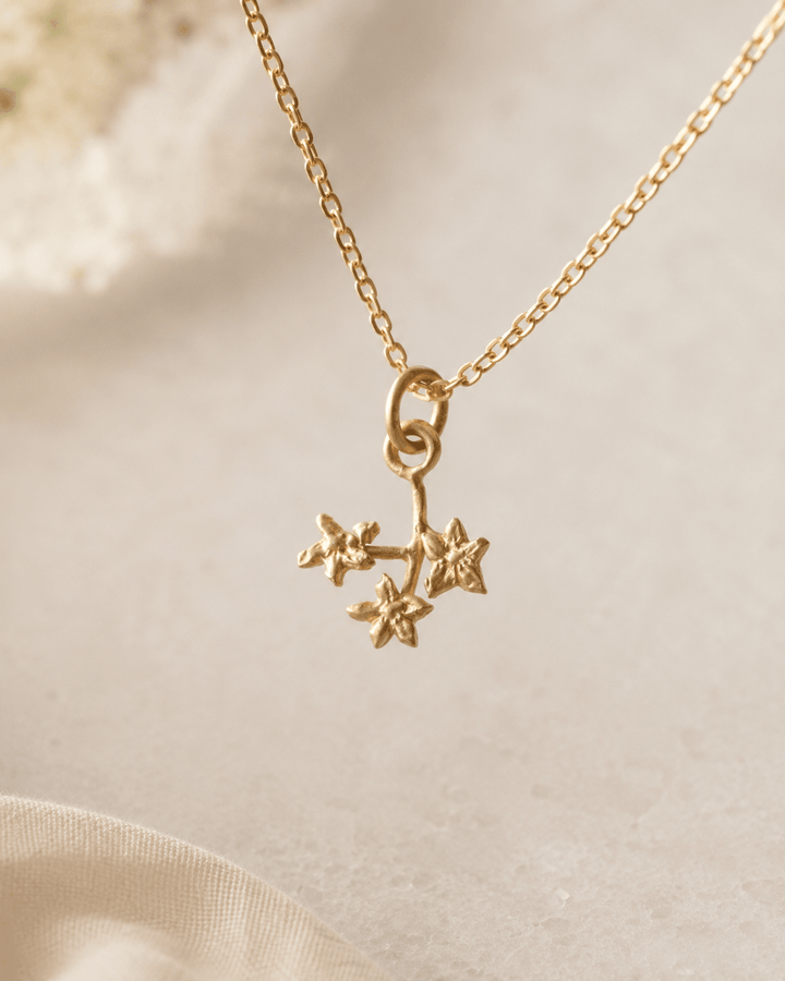 18ct Gold Vermeil Forget Me Not Sprig Necklace by Blackbird Jewellery | Handmade jewellery