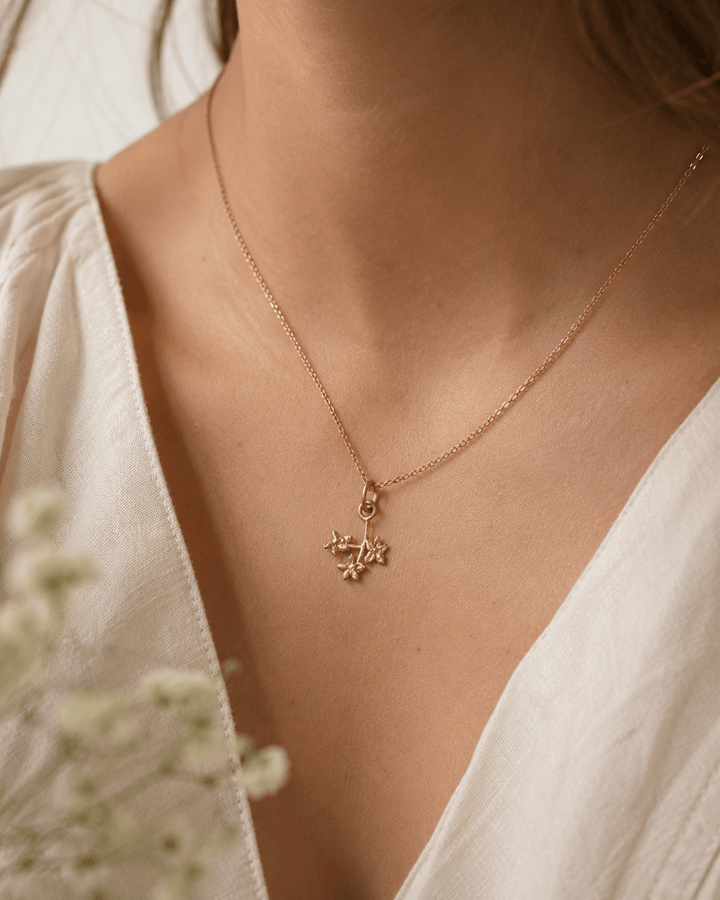 18ct Gold Vermeil Forget Me Not Sprig Necklace by Blackbird Jewellery | Handmade jewellery