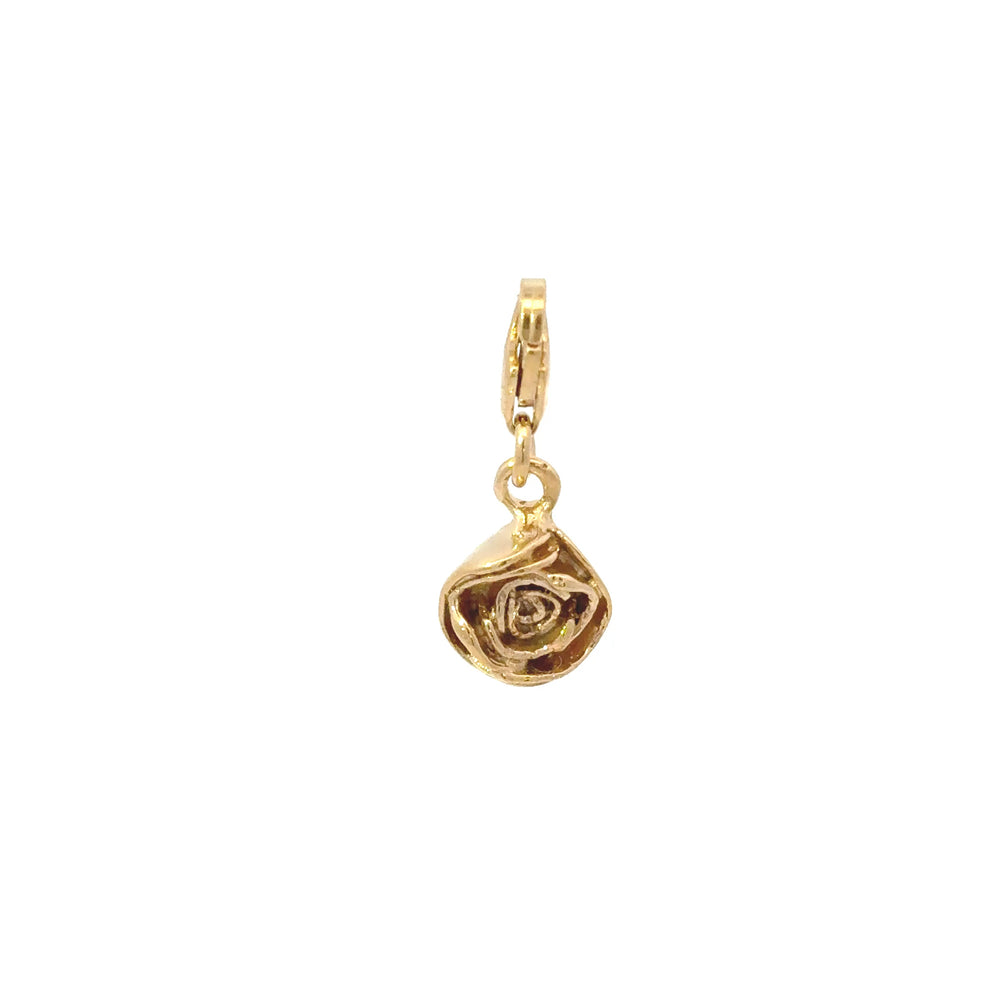 18ct Gold Vermeil Rose Clip - On Charm by Blackbird Jewellery | Handmade jewellery