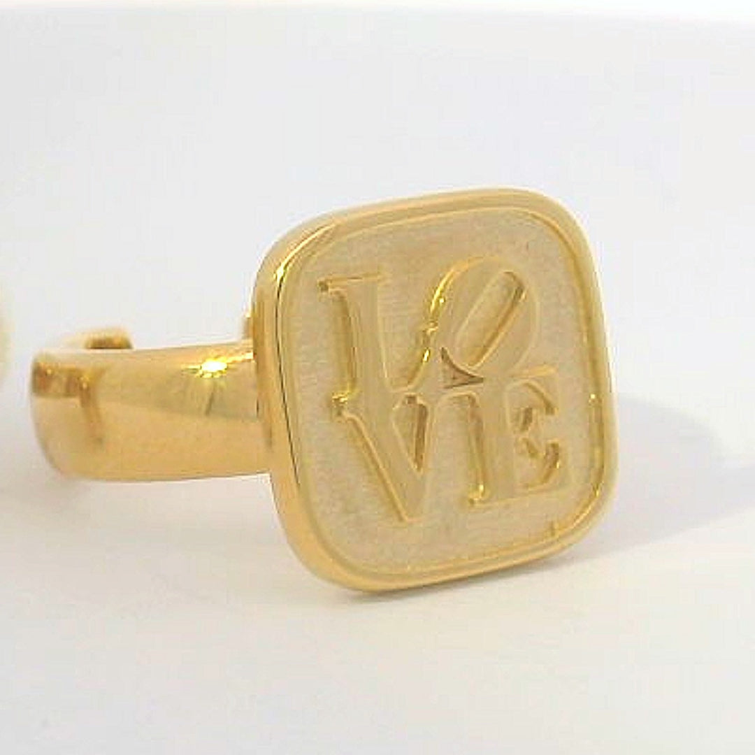 Blackbird Jewellery 18ct Gold Vermeil Graffiti Love Ring – Handmade Adjustable Jewellery Gift