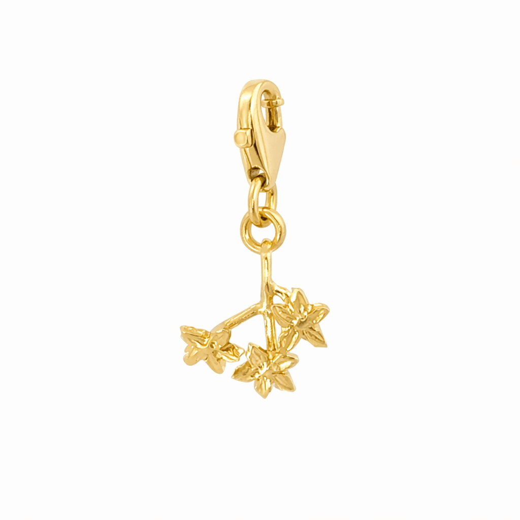 18ct Gold Vermeil Forget Me Sprig Clip - On Charm by Blackbird Jewellery | Handmade jewellery
