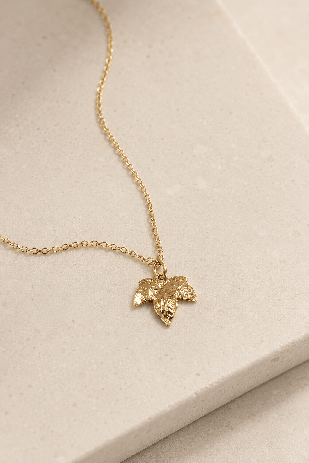 18ct Gold Vermeil Ivy Leaf Necklace by Blackbird Jewellery | Handmade jewellery