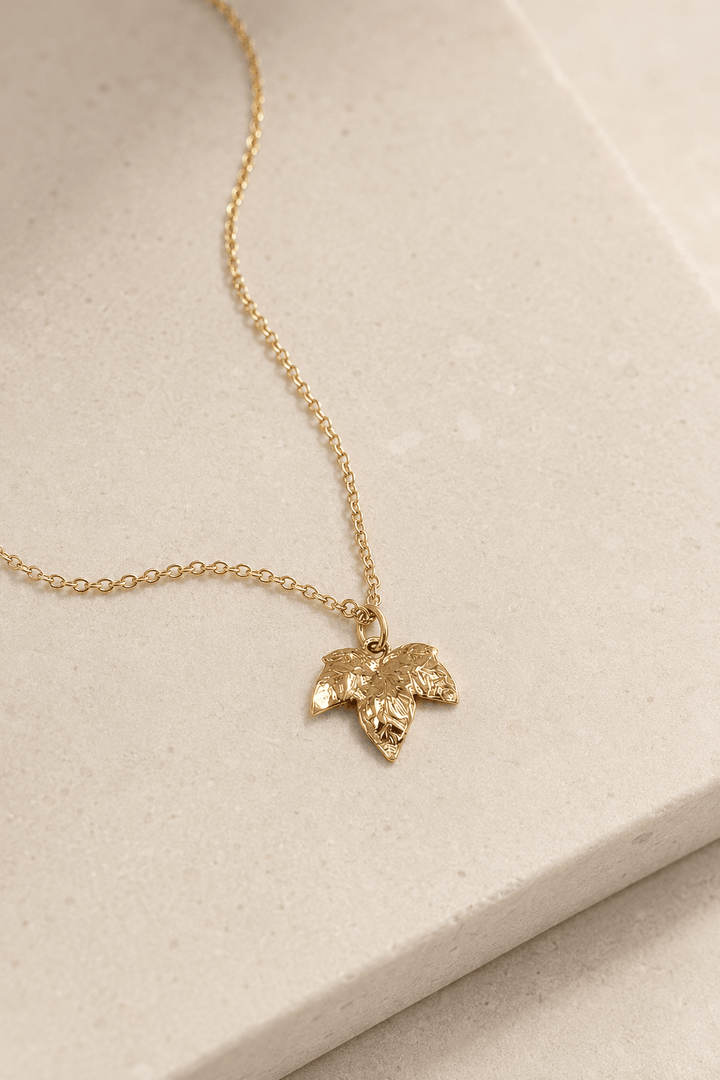 18ct Gold Vermeil Ivy Leaf Necklace by Blackbird Jewellery | Handmade jewellery