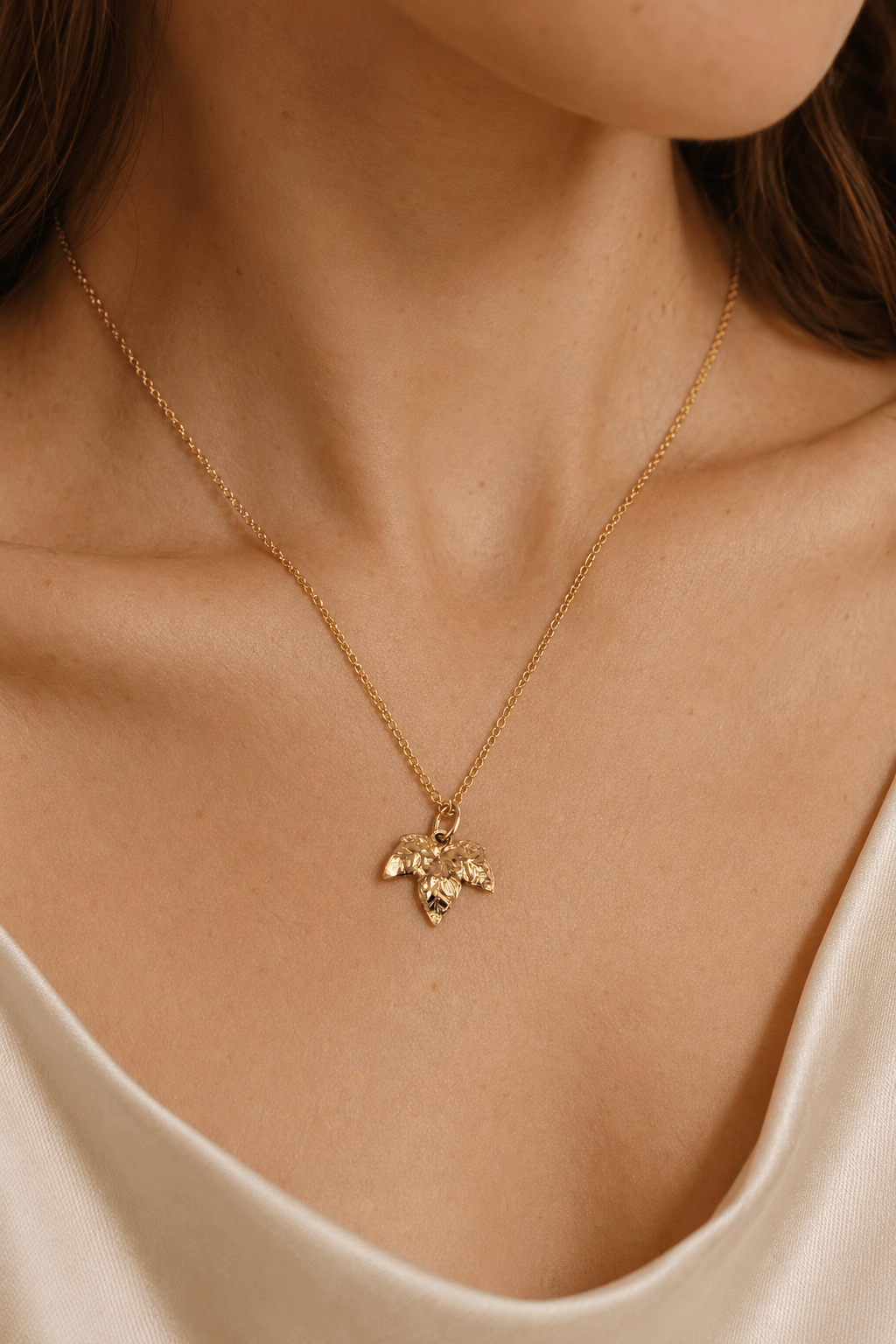 18ct Gold Vermeil Ivy Leaf Necklace by Blackbird Jewellery | Handmade jewellery