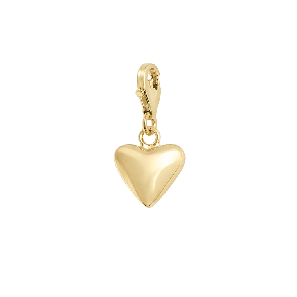 Blackbird Jewellery 18ct gold vermeil large heart clip-on charm with polished finish