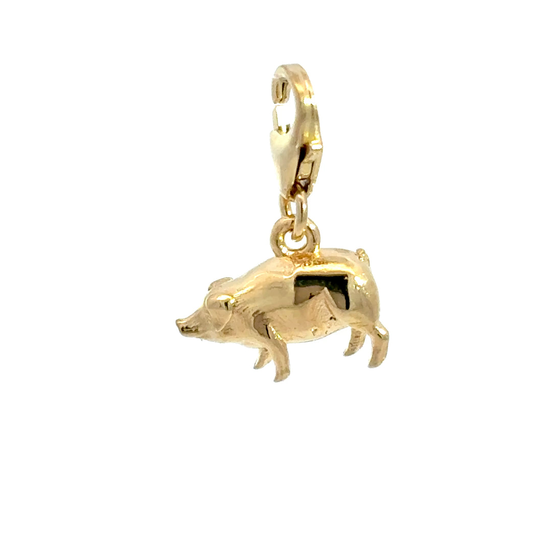 18ct Gold Vermeil Lucky Pig Clip - On Charm by Blackbird Jewellery | Handmade jewellery