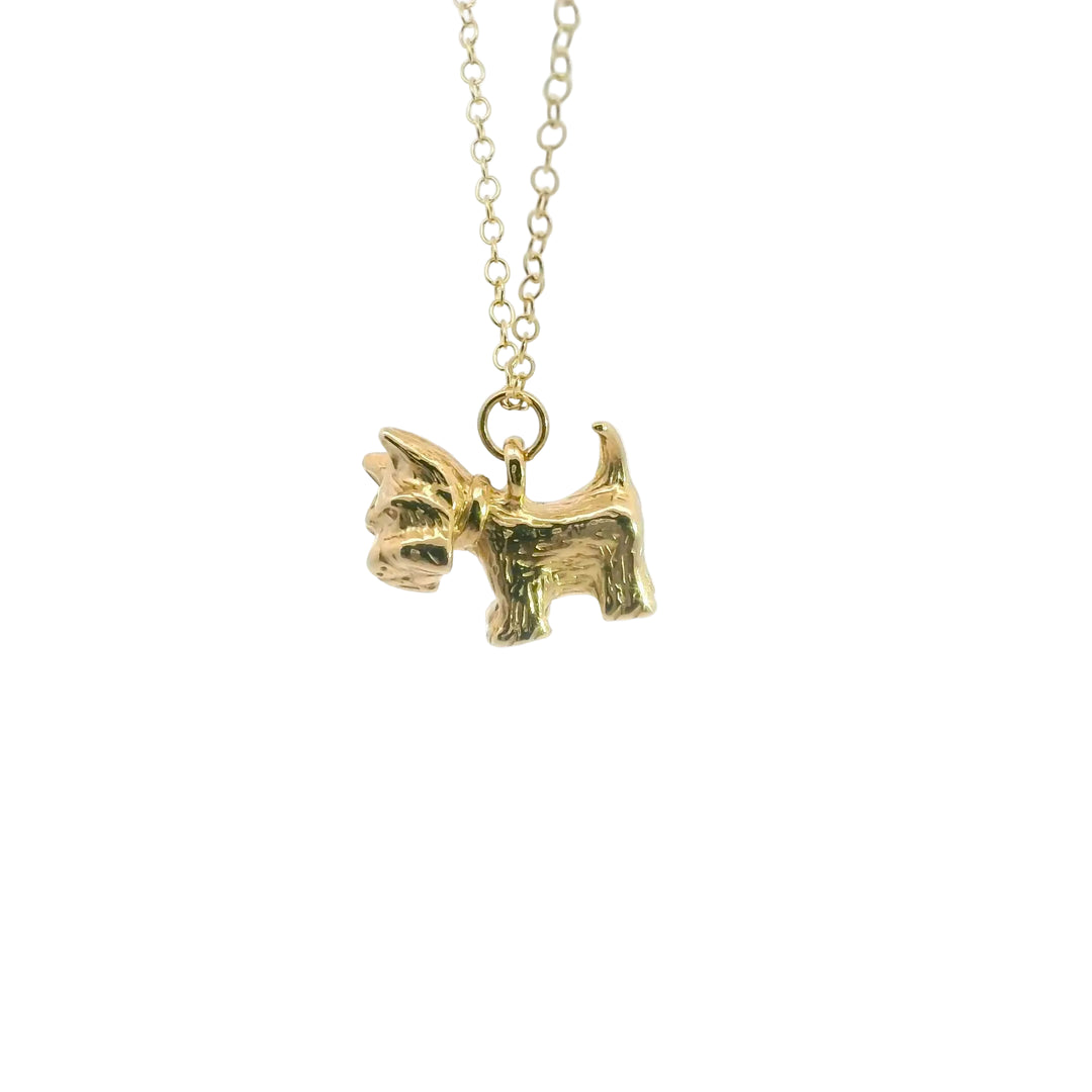 Blackbird Jewellery 18ct gold vermeil Scottie Dog necklace handmade in the UK
