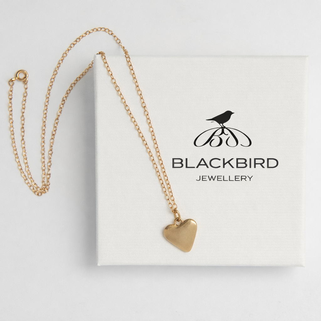 Blackbird Jewellery 18ct gold vermeil small heart necklace in gift box