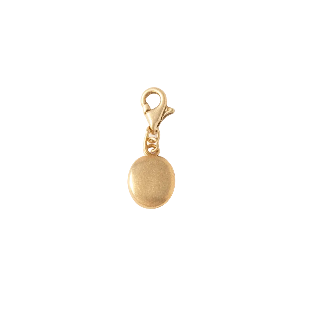 Blackbird Jewellery 18ct gold vermeil small pebble clip-on charm with lobster clasp on a light neutral background