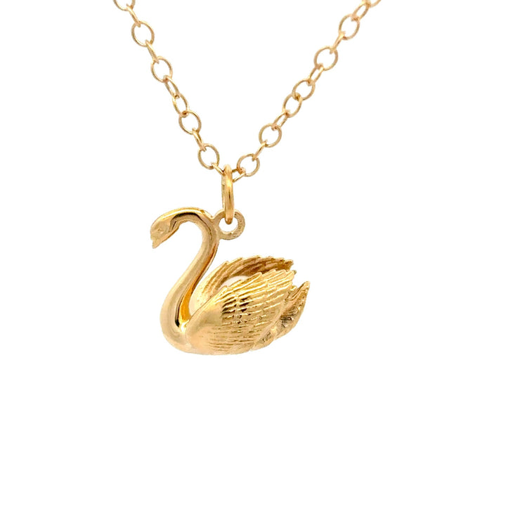 Blackbird Jewellery 18ct gold vermeil swan necklace on fine chain
