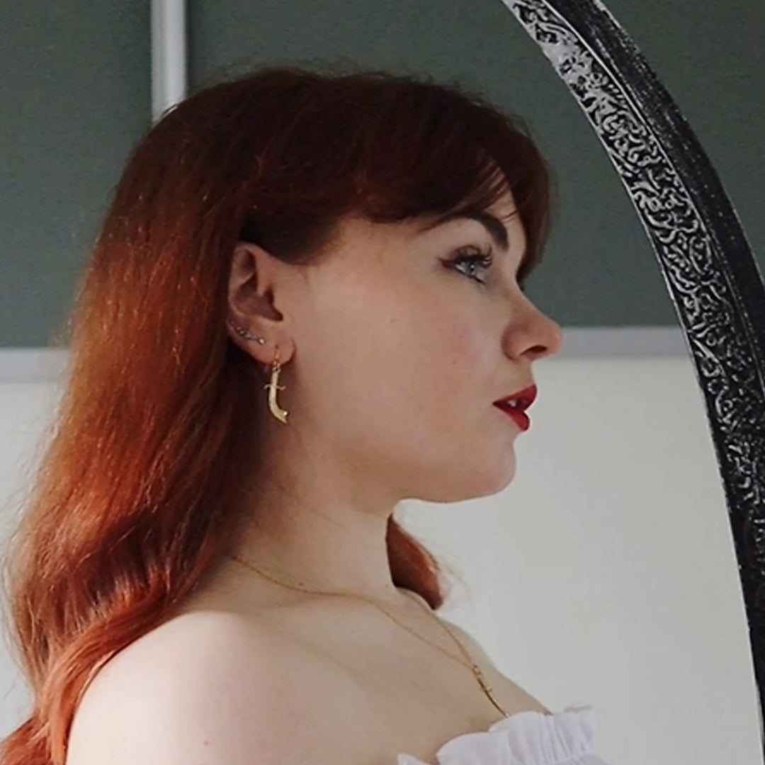 Blackbird Jewellery 18ct Gold Vermeil Vintage Cutlass Sword Drop Earrings – Handmade Jewellery Gift
