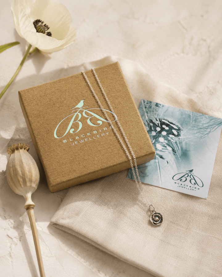 Antique Sterling Silver Poppy Necklace by Blackbird Jewellery | Handmade jewellery