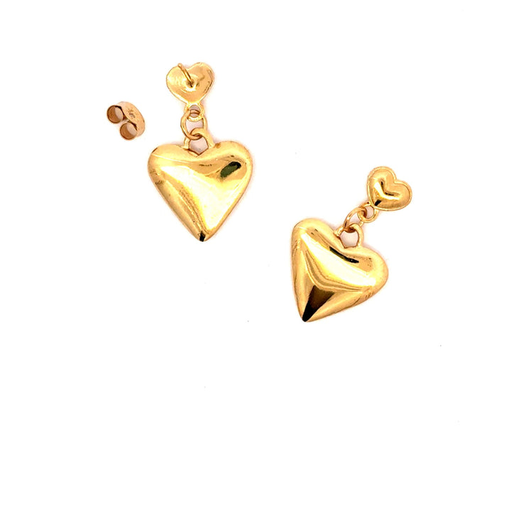 18ct Gold Vermeil Heart Drop Earrings by Blackbird Jewellery | Handmade jewellery