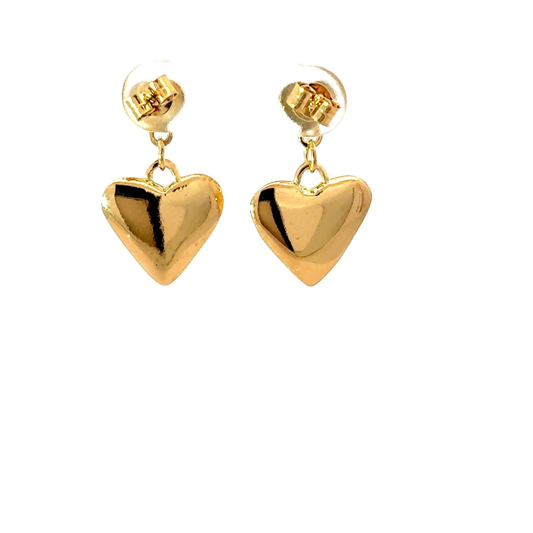 18ct Gold Vermeil Heart Drop Earrings by Blackbird Jewellery | Handmade jewellery