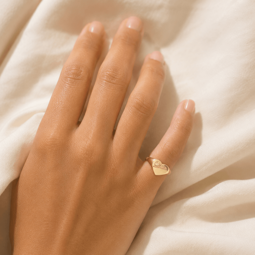 18ct Gold Vermeil Heart Signet Ring by Blackbird Jewellery | Handmade jewellery